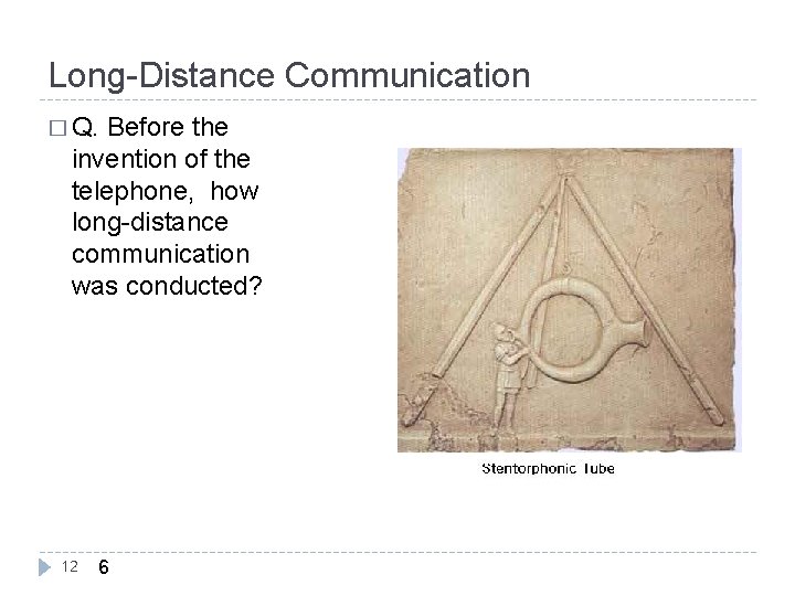 Long-Distance Communication � Q. Before the invention of the telephone, how long-distance communication was