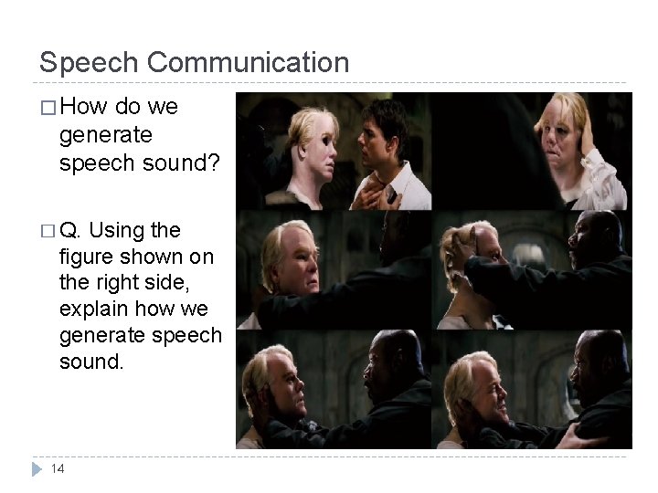 Speech Communication � How do we generate speech sound? � Q. Using the figure