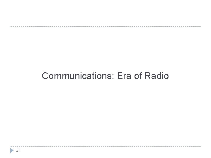 Communications: Era of Radio 21 