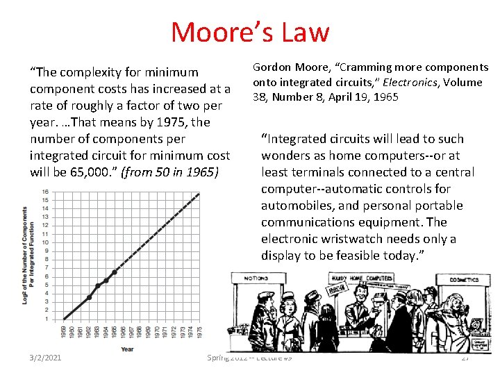 Moore’s Law “The complexity for minimum component costs has increased at a rate of