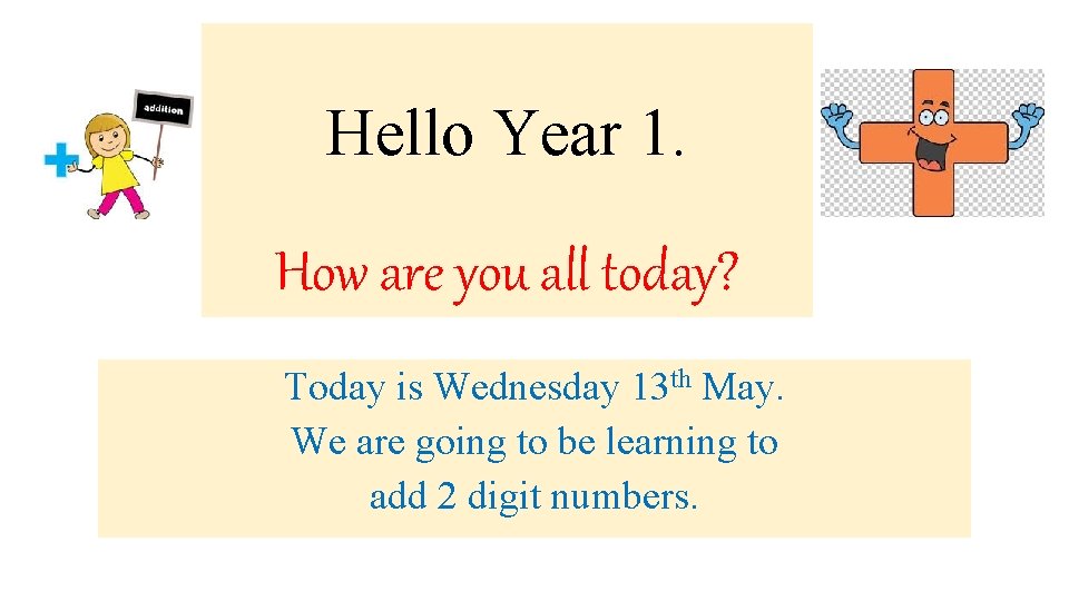 Hello Year 1. How are you all today? Today is Wednesday 13 th May.