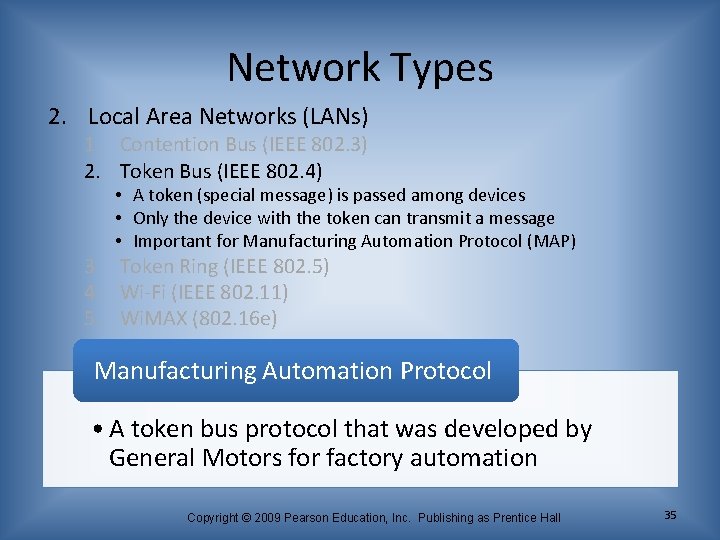 Network Types 2. Local Area Networks (LANs) 1. Contention Bus (IEEE 802. 3) 2.
