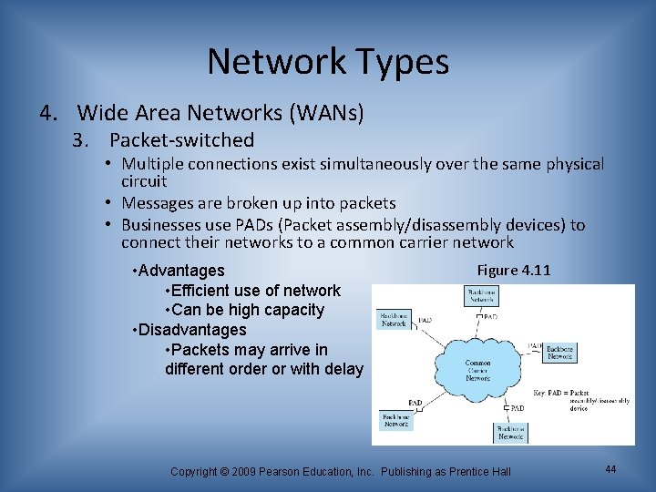 Network Types 4. Wide Area Networks (WANs) 3. Packet-switched • Multiple connections exist simultaneously