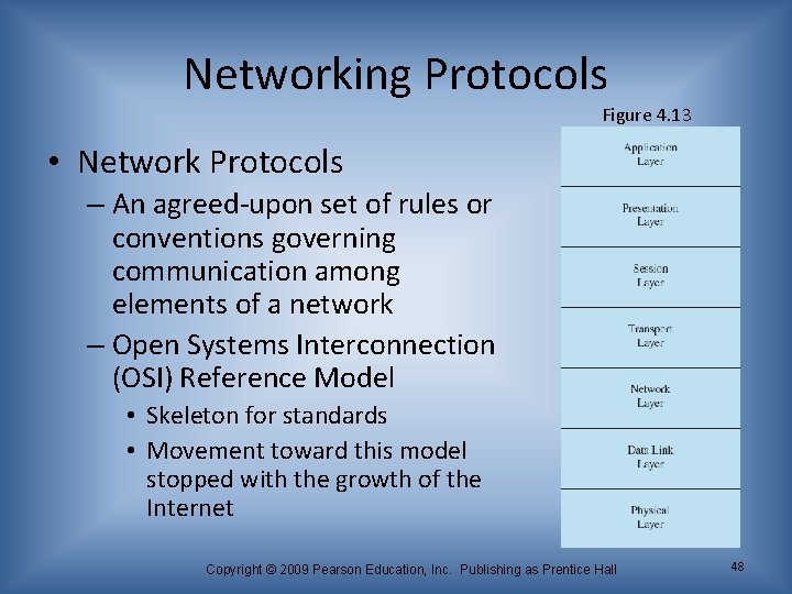 Networking Protocols Figure 4. 13 • Network Protocols – An agreed-upon set of rules