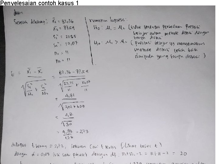 Penyelesaian contoh kasus 1 