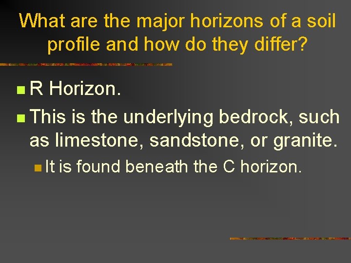 What are the major horizons of a soil profile and how do they differ?