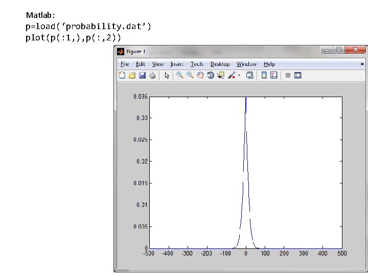 Matlab: p=load(‘probability. dat’) plot(p(: 1, ), p(: , 2)) 