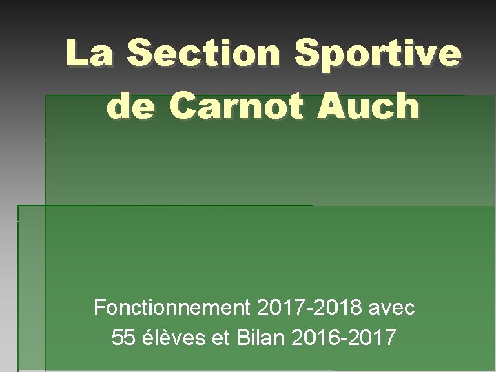 La Section Sportive de Carnot Auch Fonctionnement 2017 -2018 avec 55 élèves et Bilan