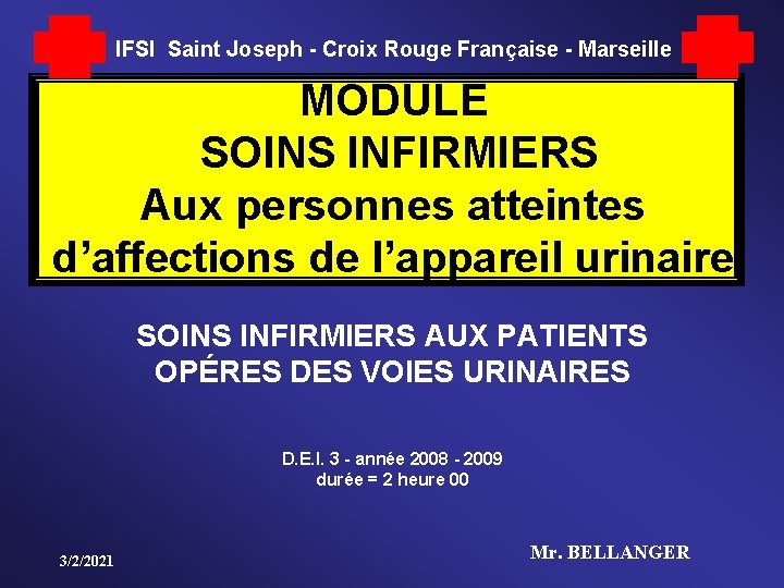 IFSI Saint Joseph - Croix Rouge Française - Marseille MODULE SOINS INFIRMIERS Aux personnes