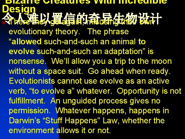  Bizarre Creatures With Incredible Design 令人难以置信的奇异生物设计 n There they go again; misusing their