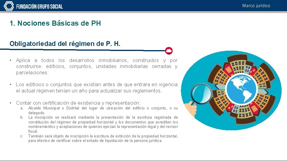Marco jurídico 1. Nociones Básicas de PH Obligatoriedad del régimen de P. H. •