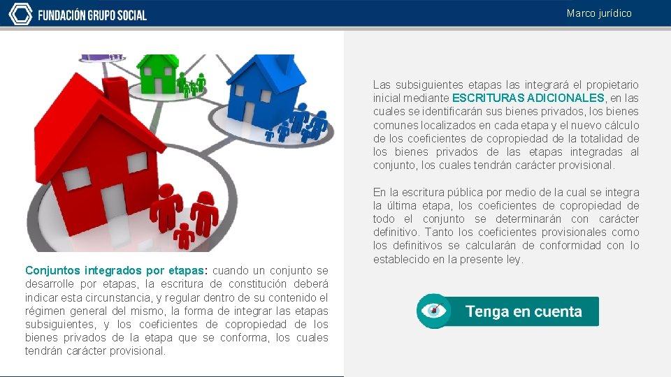 Marco jurídico Las subsiguientes etapas las integrará el propietario inicial mediante ESCRITURAS ADICIONALES, en