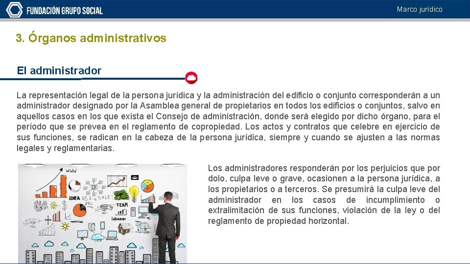 Marco jurídico 3. Órganos administrativos El administrador La representación legal de la persona jurídica