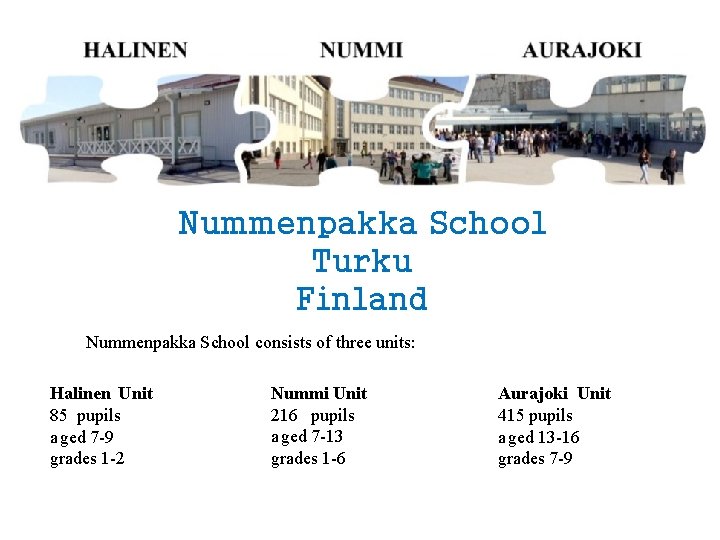 Nummenpakka School Turku Finland Nummenpakka School consists of three units: Halinen Unit 85 pupils