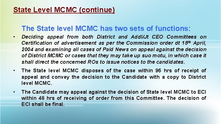 State Level MCMC (continue) The State level MCMC has two sets of functions: •