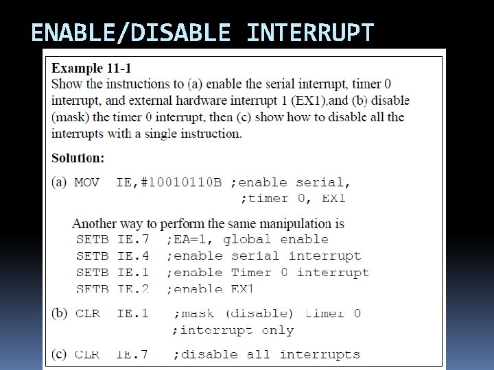 ENABLE/DISABLE INTERRUPT 