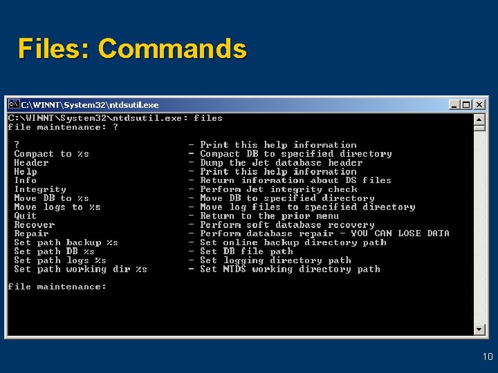 Files: Commands 10 Files: Commands 10