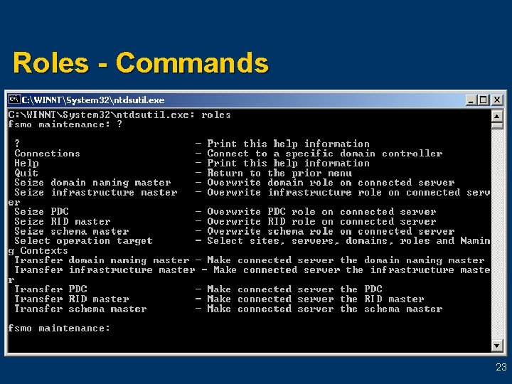 Roles - Commands 23 Roles - Commands 23