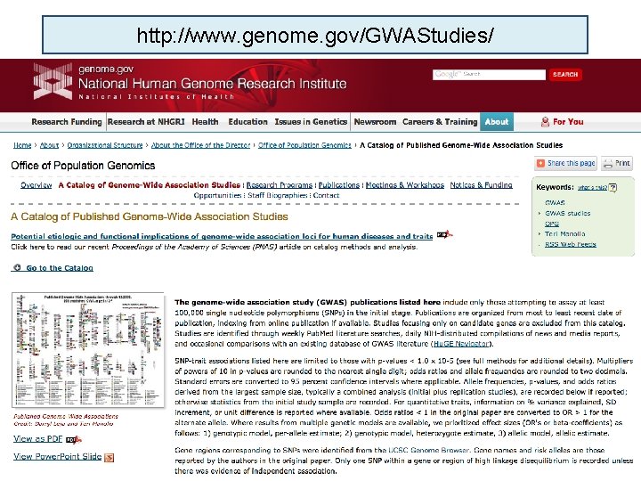 http: //www. genome. gov/GWAStudies/ 