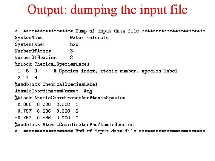 Output: dumping the input file 