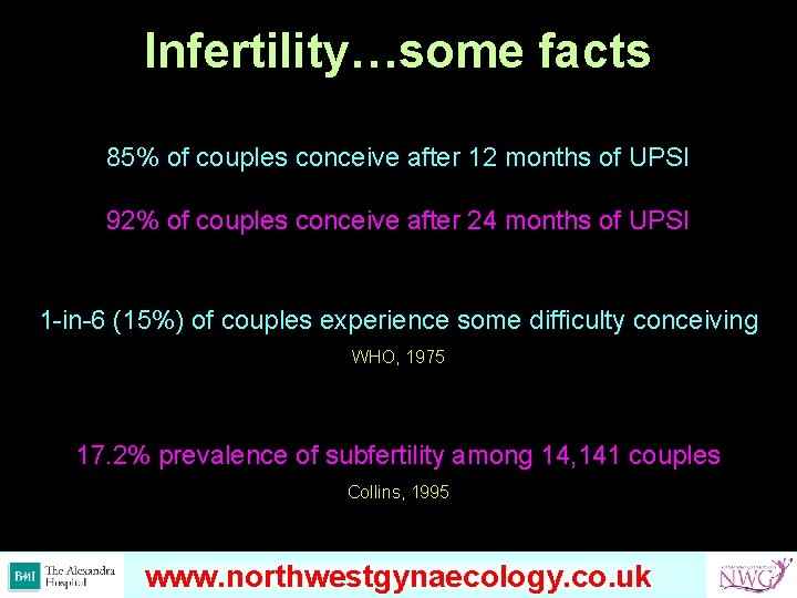 Infertility…some facts 85% of couples conceive after 12 months of UPSI 92% of couples