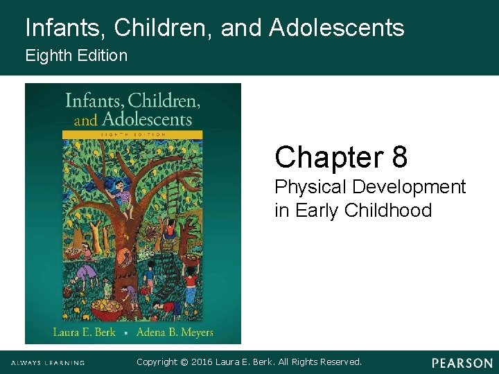 Infants, Children, and Adolescents Eighth Edition Chapter 8 Physical Development in Early Childhood Copyright