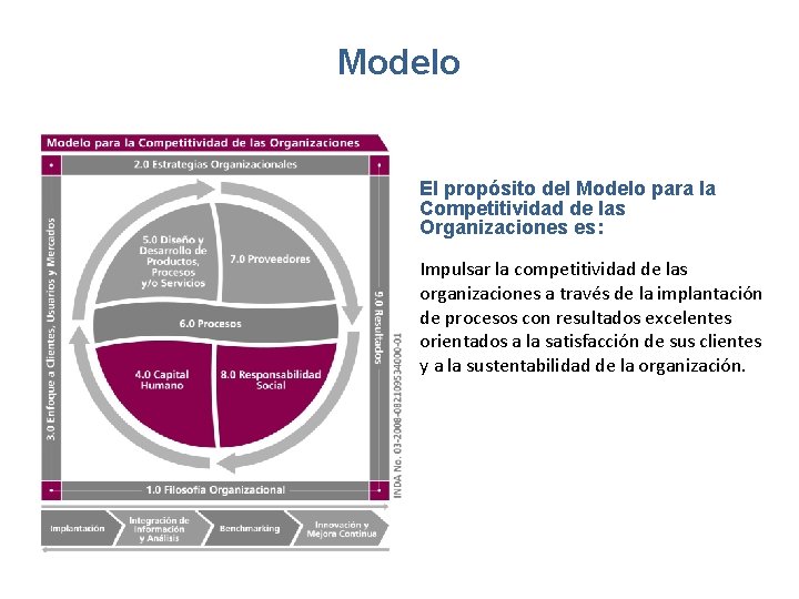 Modelo El propósito del Modelo para la Competitividad de las Organizaciones es: Impulsar la