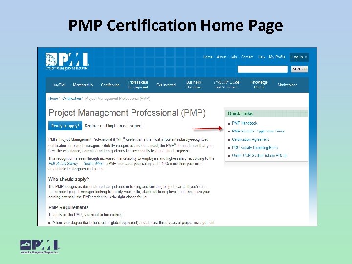 PMP Certification Home Page 