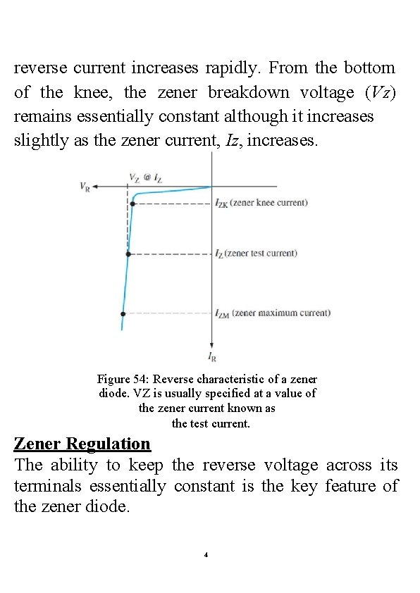 reverse current increases rapidly. From the bottom of the knee, the zener breakdown voltage