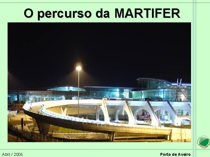 O percurso da MARTIFER Abril / 2006 Porto de Aveiro 