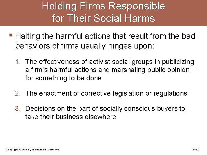 Holding Firms Responsible for Their Social Harms § Halting the harmful actions that result