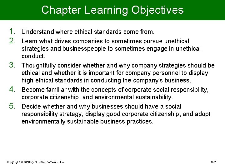 Chapter Learning Objectives 1. 2. 3. 4. 5. Understand where ethical standards come from.