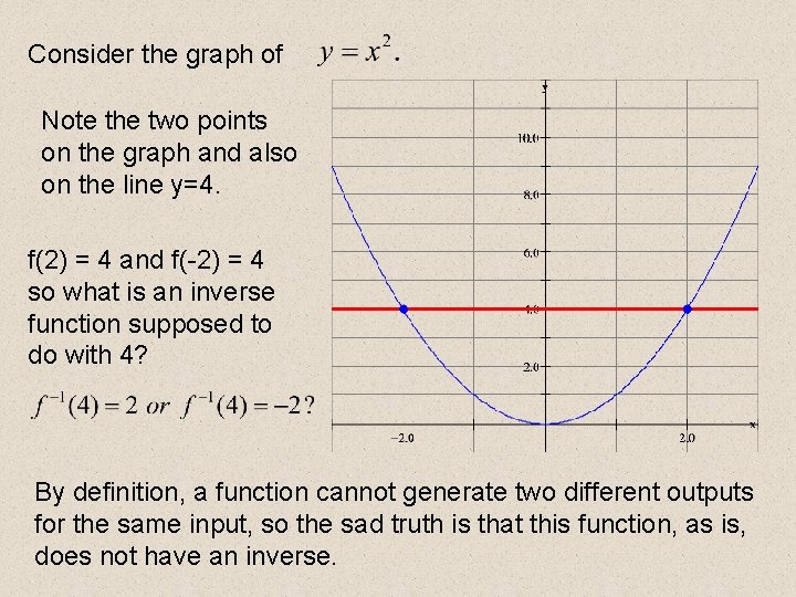 Consider the graph of Note the two points on the graph and also on