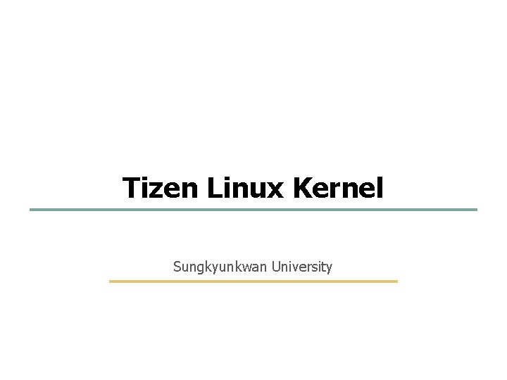1 49 Tizen Linux Kernel Sungkyunkwan University Embedded Software Lab. @ SKKU 