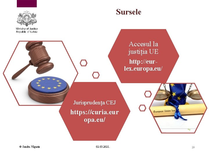 Sursele Accesul la justiția UE http: //eurlex. europa. eu/ Jurisprudența CEJ https: //curia. eur