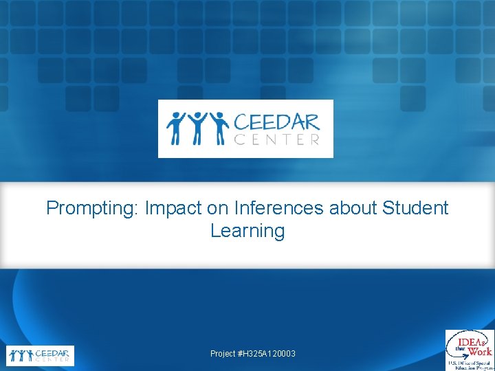 Prompting: Impact on Inferences about Student Learning Project #H 325 A 120003 