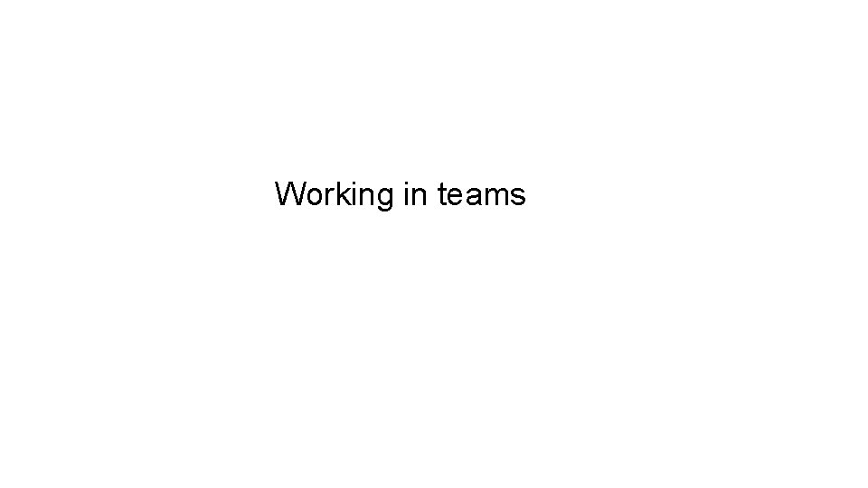 Working in teams 