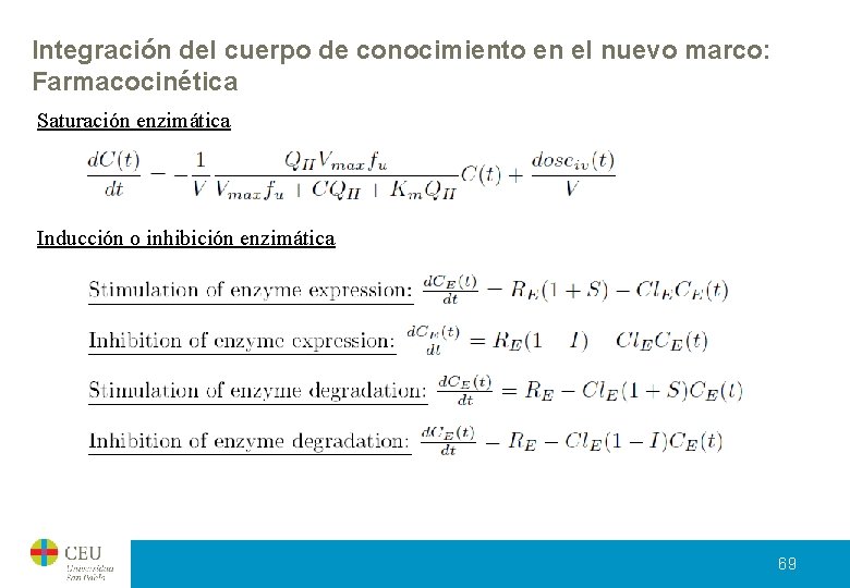 Integración del cuerpo de conocimiento en el nuevo marco: Farmacocinética Saturación enzimática Inducción o Integración del cuerpo de conocimiento en el nuevo marco: Farmacocinética Saturación enzimática Inducción o