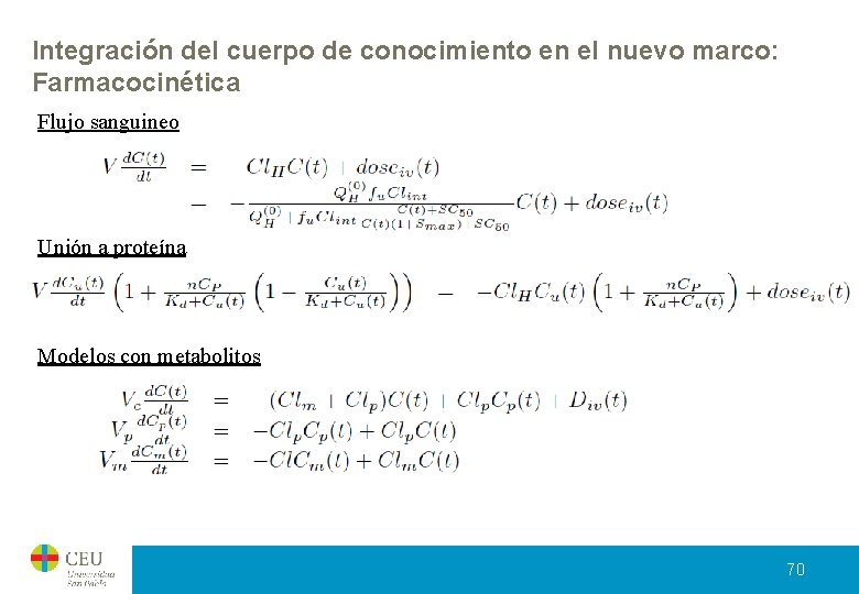 Integración del cuerpo de conocimiento en el nuevo marco: Farmacocinética Flujo sanguineo Unión a Integración del cuerpo de conocimiento en el nuevo marco: Farmacocinética Flujo sanguineo Unión a