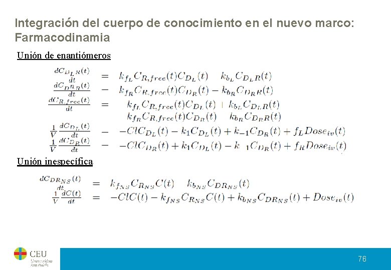 Integración del cuerpo de conocimiento en el nuevo marco: Farmacodinamia Unión de enantiómeros Unión Integración del cuerpo de conocimiento en el nuevo marco: Farmacodinamia Unión de enantiómeros Unión