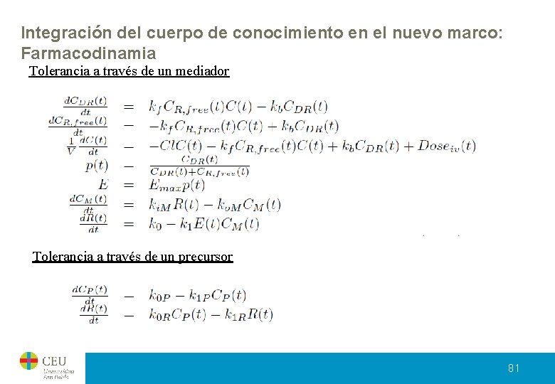 Integración del cuerpo de conocimiento en el nuevo marco: Farmacodinamia Tolerancia a través de Integración del cuerpo de conocimiento en el nuevo marco: Farmacodinamia Tolerancia a través de