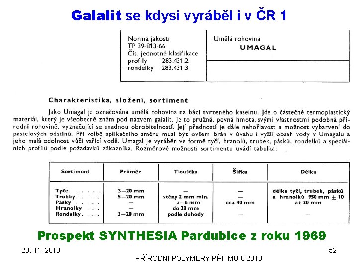 Galalit se kdysi vyráběl i v ČR 1 Prospekt SYNTHESIA Pardubice z roku 1969