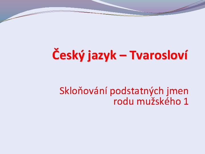 Český jazyk – Tvarosloví Skloňování podstatných jmen rodu mužského 1 