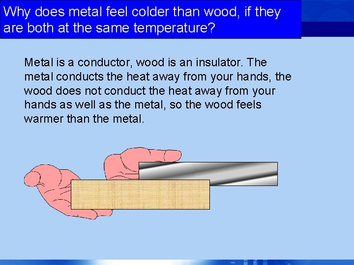 Why does metal feel colder than wood, if they are both at the same