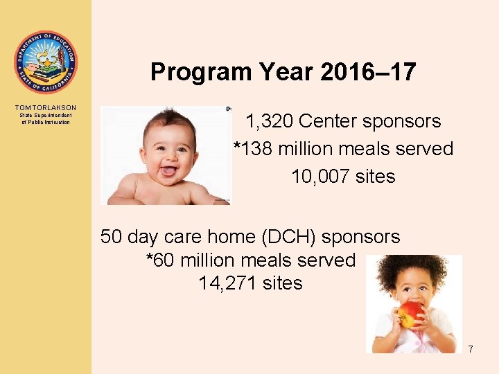 Program Year 2016– 17 TOM TORLAKSON State Superintendent of Public Instruction 1, 320 Center