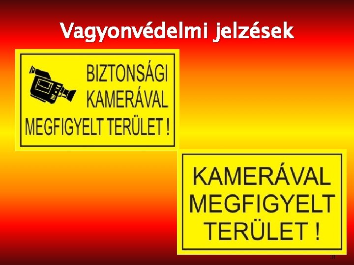 Vagyonvédelmi jelzések 31 