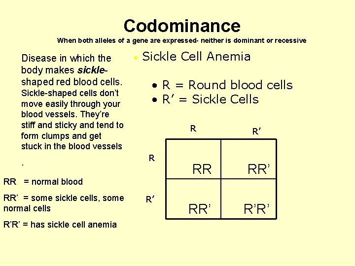 Codominance When both alleles of a gene are expressed- neither is dominant or recessive