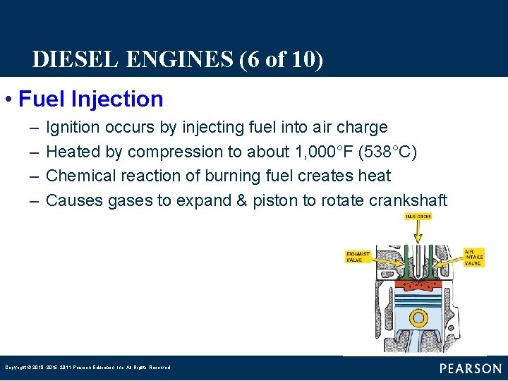 DIESEL ENGINES (6 of 10) • Fuel Injection – – Ignition occurs by injecting DIESEL ENGINES (6 of 10) • Fuel Injection – – Ignition occurs by injecting