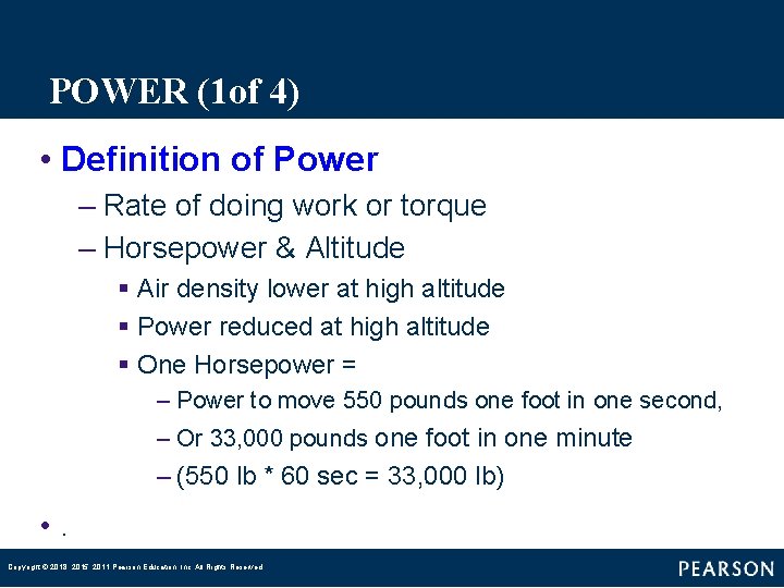 POWER (1 of 4) • Definition of Power – Rate of doing work or POWER (1 of 4) • Definition of Power – Rate of doing work or