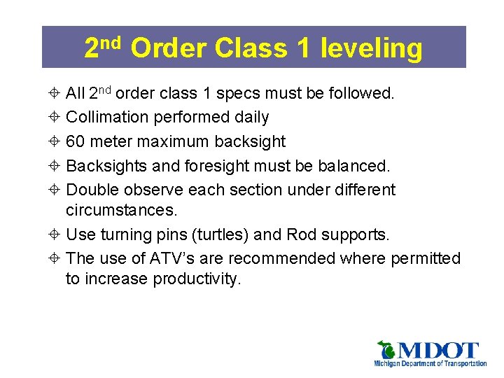 2 nd Order Class 1 leveling ± All 2 nd order class 1 specs
